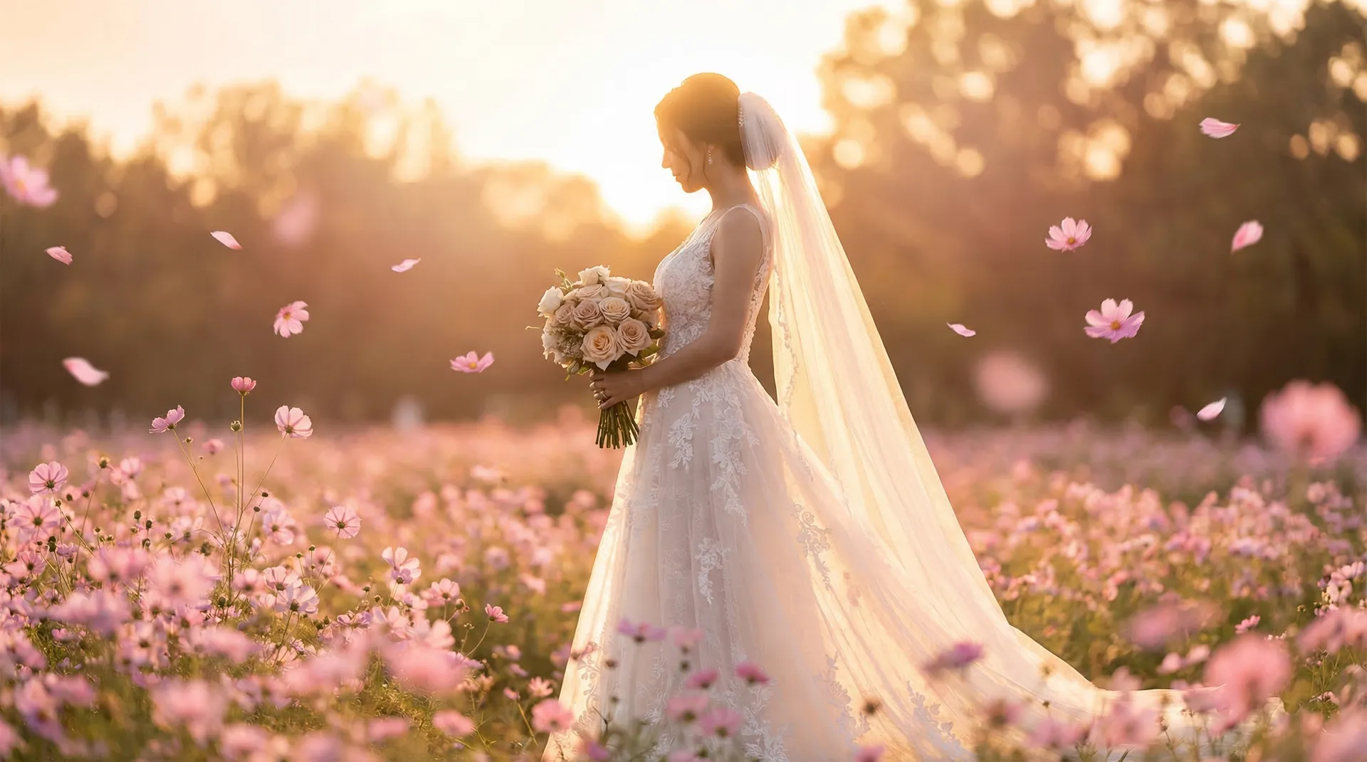韩国毛茸茸的丰满妇女 - 浪漫婚纱摄影场景